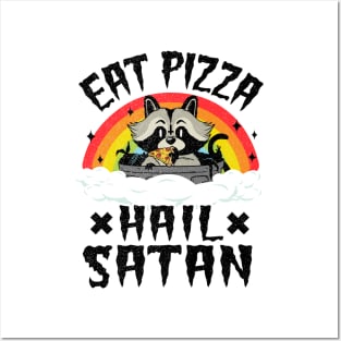 Eat Pizza Hail Satan Funny Death Metal Posters and Art